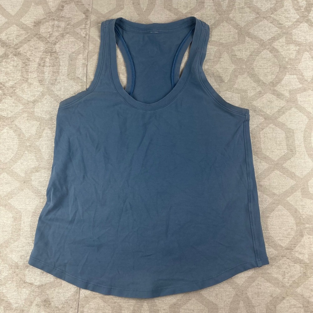 Lululemon Racerback Tank Top Womens 4 Blue Good Scoop Neck Cotton Activewear